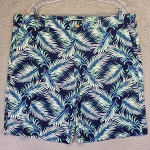 Club Room Shorts Men's 38 Blue Tropical Hawaiian Lease Stretchy Classic Flat Fro